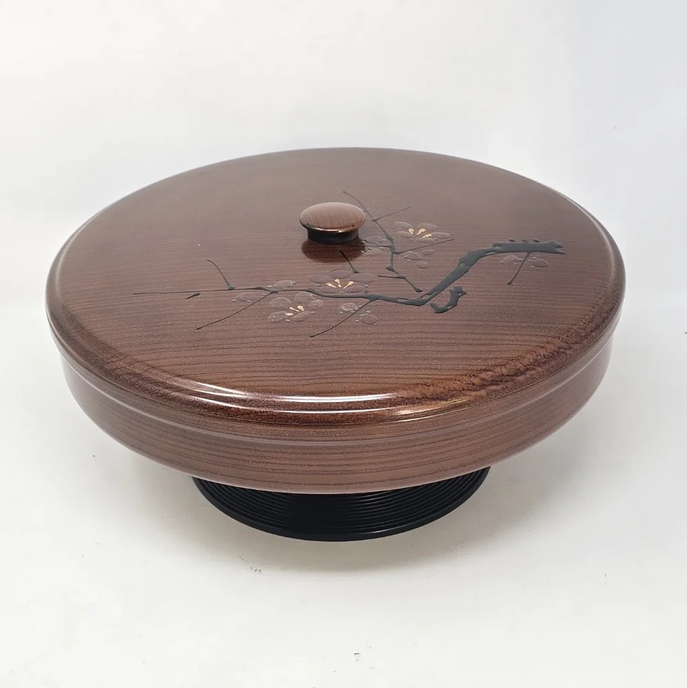 Vintage lazy susan bento box japanese lacquer finish serving divided bowl.